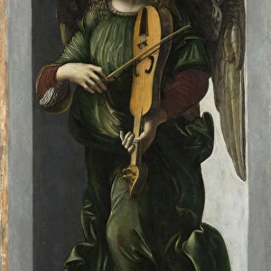 An Angel in Green with a Vielle, c. 1490-1499. Artist: Leonardo da Vinci, (Circle of)