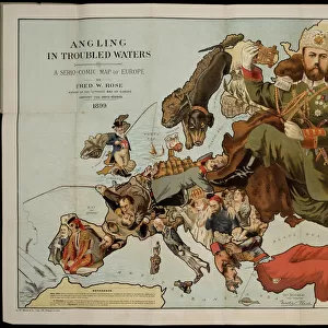 Angling in Troubled Waters. A Serio-Comic Map of Europe. Artist: Fred W. Rose (active End of 19th cen. )