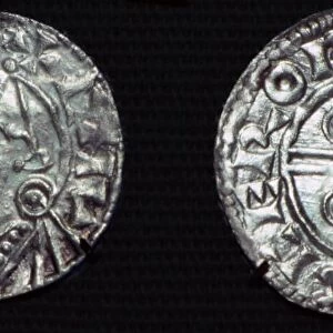 Anglo-Saxon Silver Penny of Cnut, pointed helmet type