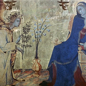 The Annunciation and Two Saints, (detail), 1333. Artist: Simone Martini