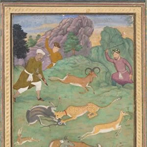 Antelope and deer hunt, c. 1602-1604. Creator: Govardhan (Indian, active c. 1596-1645)