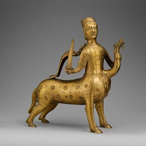Aquamanile in the Form of a Crowned Centaur Fighting a Dragon, German, 1200-1225