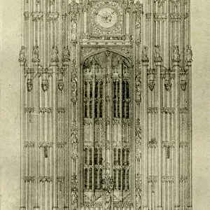Architectural drawing: west front inner gate house, 1833-1834, (1906). Creator: AWN Pugin