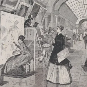 Art-Students and Copyists in the Louvre Gallery, Paris (Harpers Weekly, Vol