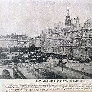Artillery pieces lined up outside the Hotel de Ville, Paris, 16 May 1871