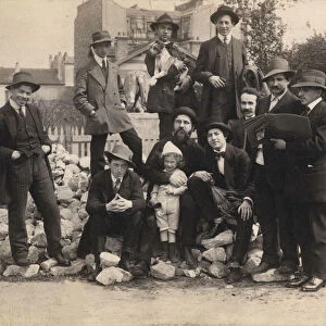 Artists in front of La Ruche, Montparnasse, 1914. Creator: Anonymous