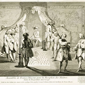 Assembly of Freemasons for the initiation of a Master, c1733
