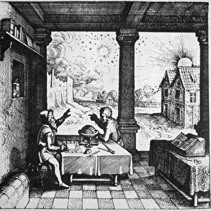 An astrologer casting a horoscope, 1617 (late 19th century)