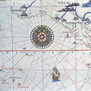 Atlas of Joan Martines, Messina, 1582. Portulan chart of Alta and Baja California