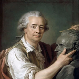 Augustin Pajou (1730-1809) sculping a bust of his teacher Lemoyne the Younger, 1782