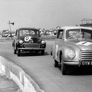 Auto Union-DKW racing Morris Minor at Silverstone 1958. Creator: Unknown