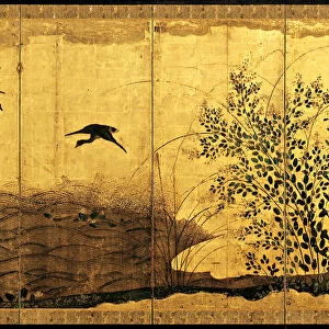 Autumn landscape with wild geese, c. 1650. Artist: Anonymous