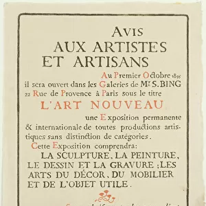 Avis aux Artistes et Artisans, October 1895. Creator: Georges Lemmen
