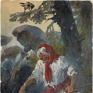 Baba Yaga, 1889. Artist: Karasin, Nikolai Nikolayevich (1842-1908)