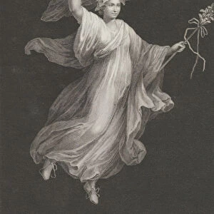 A bacchante carrying a large basket on her head and holding a staff in her le... ca