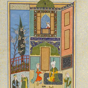 Bahram Gur in the Green Palace on Monday, Folio from a Khamsa (Quintet) of Nizami, A. H