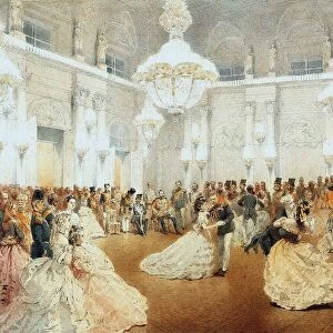 Ball in the Concert Hall of the Winter Palace during the Official Visit of Nasir al-Din Shah in May Artist: Zichy, Mihaly (1827-1906)