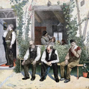 At the Barber s, 1895. Artist: F Meaulle