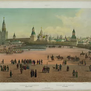 The Basil Cathedral at the Red Square in Moscow (from a panoramic view of Moscow in 10 parts), ca 1848. Artist: Benoist, Philippe (1813-after 1879)