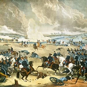The Battle of Gettysburg, pub. 1863 (coour lithograph)