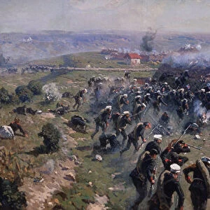 Battle of Gorni Dubnik on 24 October 1877, 1914. Artist: Grekov, Mitrofan Borisovich (1882-1934)