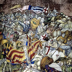 Battle of the Puig 1237 Ceramic tile panel with Jaime I El conquistador (1208-1276)