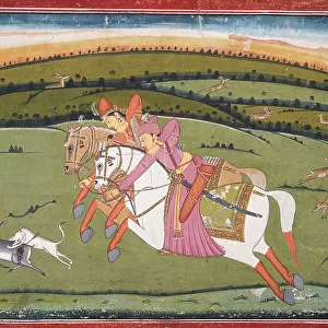 Baz Bahadur and Rupmati Hunting (recto), Sketches (verso), c1770. Creator: Unknown