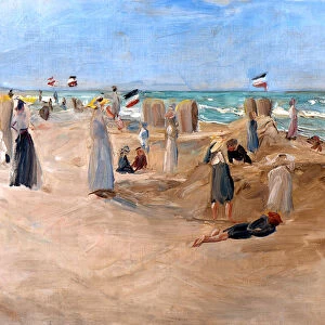 On the Beach at Noordwijk, 1908. Creator: Liebermann, Max (1847-1935)