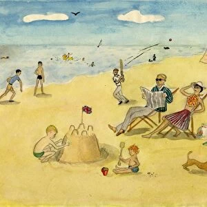 Beach scene, c1946. Creator: Shirley Markham