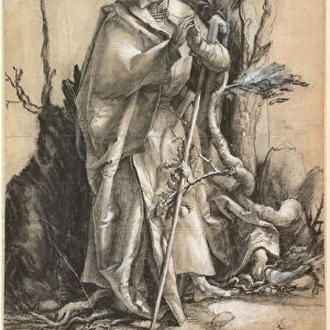 Bearded Saint with walking stick, c. 1516. Artist: Grunewald, Matthias (ca 1470-1528)