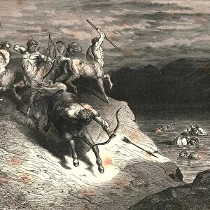 We to those beasts, that rapid strode along, drew near, when Chiron took an arrow forth, c1890