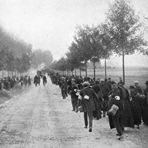 Belgians fleeing from Termonde, First World War, 1914, (1920)