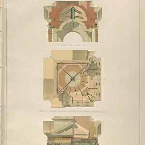 Detail of the bell tower construction (From: The Construction of the Saint Isaacs Cathedral), 1845. Artist: Montferrand, Auguste, de (1786-1858)
