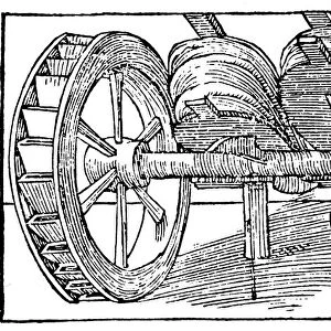 Bellows operated by a camshaft powered by a water wheel, 1540