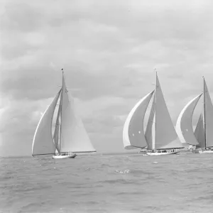 The Big Five J Class yachts racing downwind, 1934. Creator: Kirk & Sons of Cowes