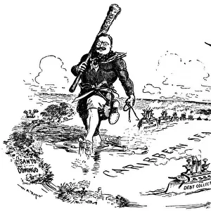 The Big Stick in the Caribbean Sea. Caricature on Theodore Roosevelt, 1904. Artist: Rogers, William Allen (1854-1931)
