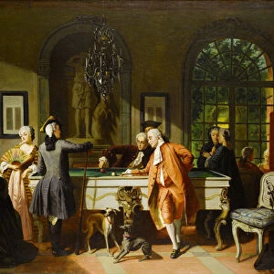The billiard game, Mid of the 19th cen. Creator: Carolus, Jean (1814-1897)