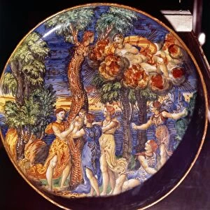 Birth of Adonis, Ovid: Metamorpheses X, Italian Earthenware Dish, 1541. Artist: Francesco Durantino