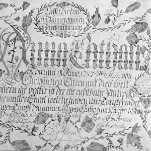 Birth and Baptismal Certificate, 1787. Creator: Unknown