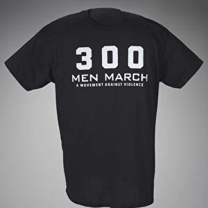 Black t-shirt for 300 Men March worn at a rally after the death of Freddie Gray, 2015