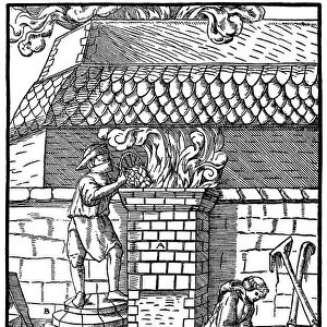 Blast furnace for smelting iron ore, 1556