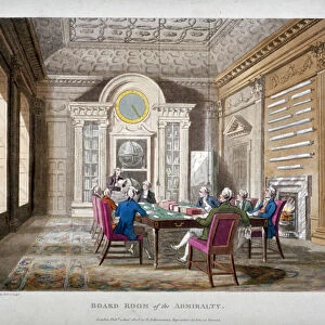 Boardroom of the Admiralty with a meeting in progress, Whitehall, Westminster, London, 1808