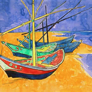 Boats on the Beach of Les-Saintes-Maries, 1888. Artist: Vincent van Gogh