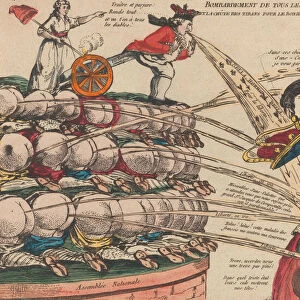 The Bombardment of All the Thrones of Europe and the Fall of the Tyrants for the Happi... ca. 1792. Creator: Anon