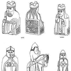 Bone chessmen of Scandinavian design, 12th or 13th century, (1892)