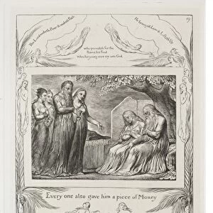 The Book of Job: Pl. 19, Every one also gave him a piece of money, 1825. Creator: William Blake