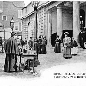 Bottle selling outside St Bartholomews Hospital, London, c1903 (1903)