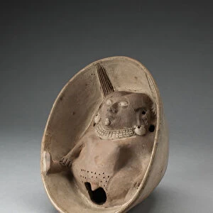 Bowl with Sculpted Female Figure with Splayed Legs in Interior, 100 B. C. / A. D. 500
