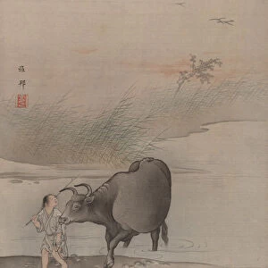 Boy with Cow at the Rivers Edge. Creator: Hashimoto Gaho