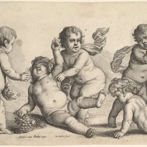 Five boys and a satyr, 1646. Creator: Wenceslaus Hollar